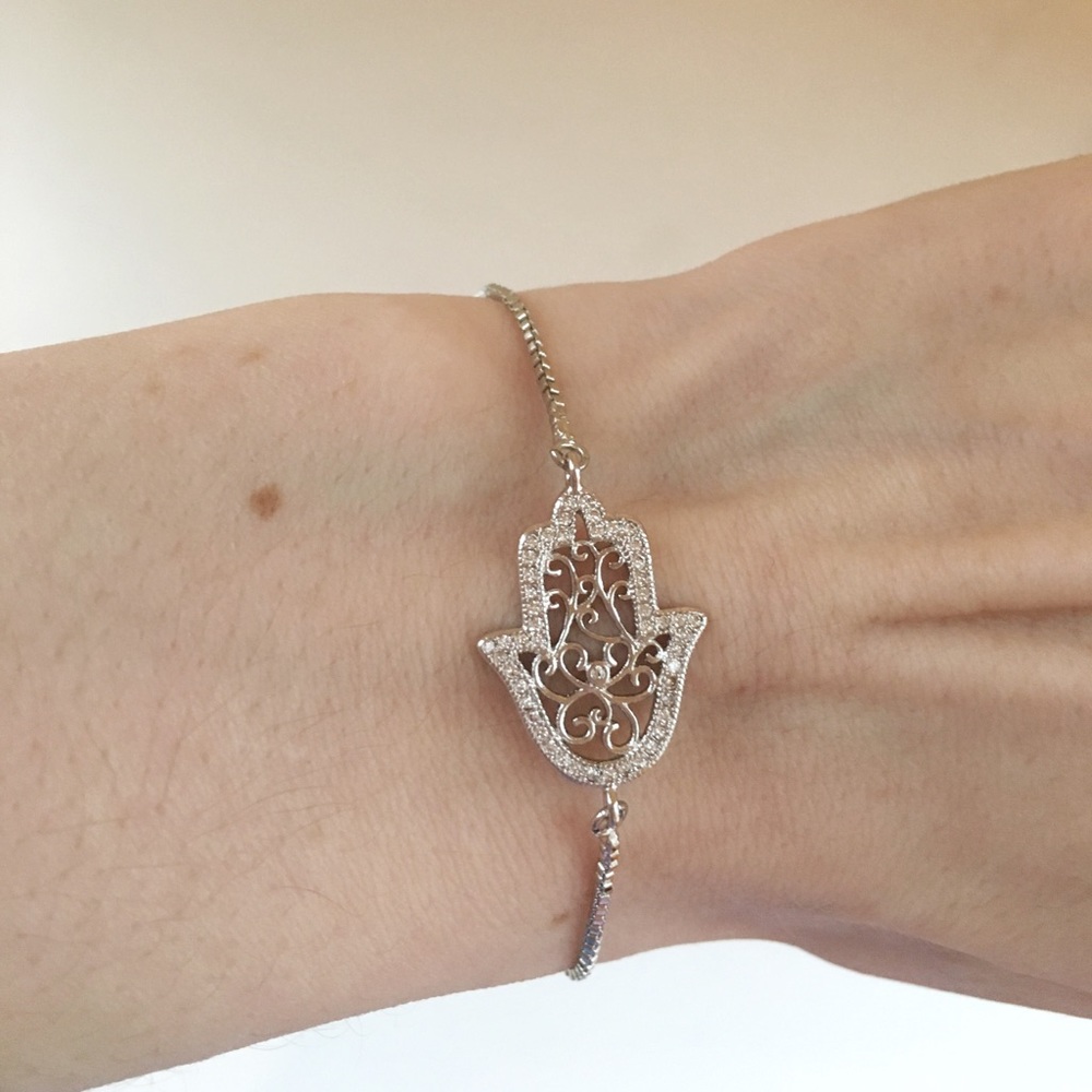 Host Pick Twice! Gold Plated CZ Hamsa Bracelet - Picture 2 of 5